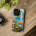 Coque de téléphone champignon avec scène de nature vibrante