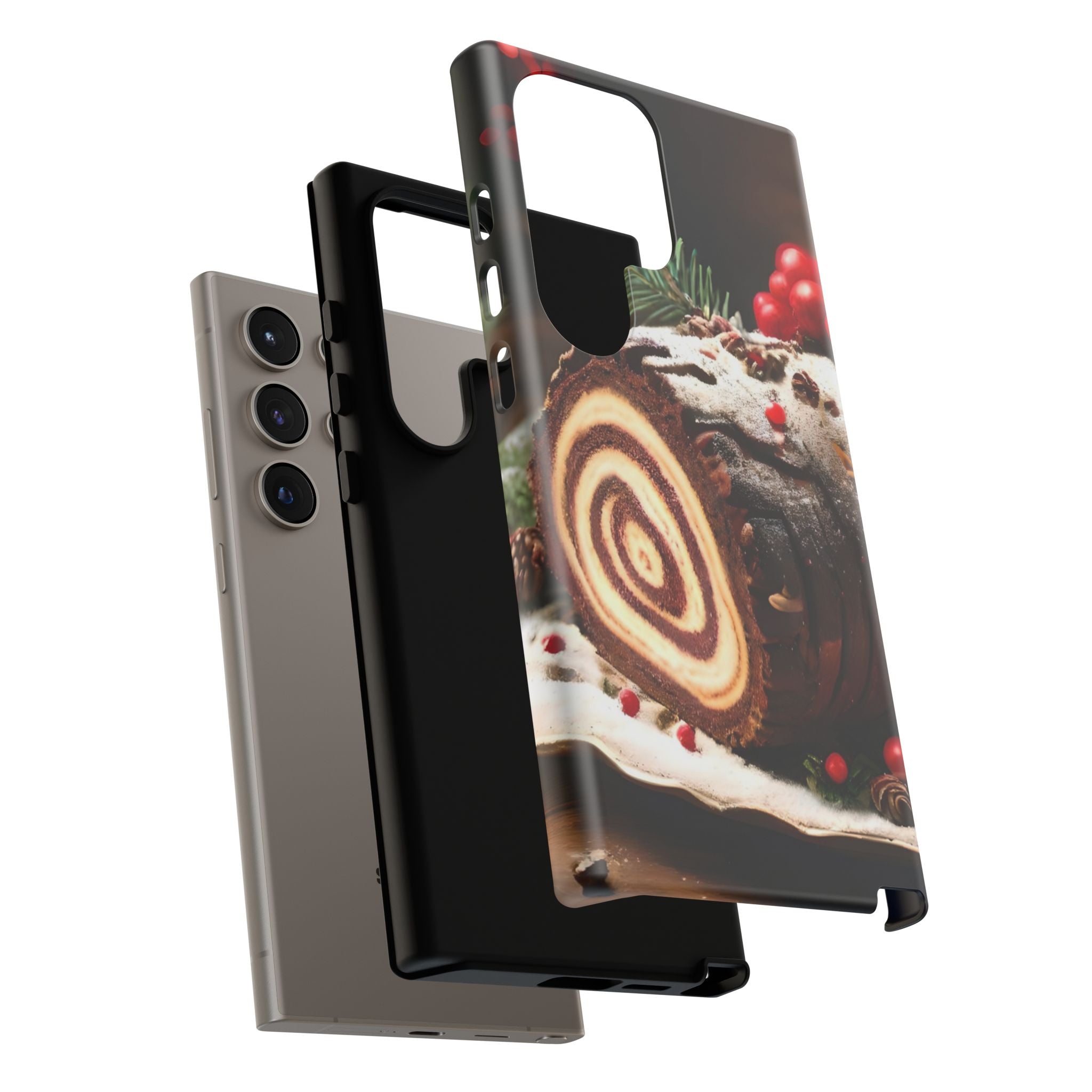 Festive Phone Case with Yule Log Design