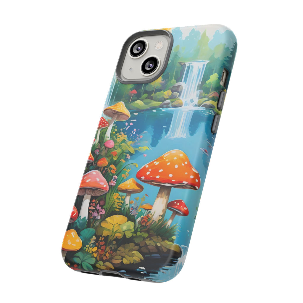 Mushroom Phone Case with Vibrant Nature Scene