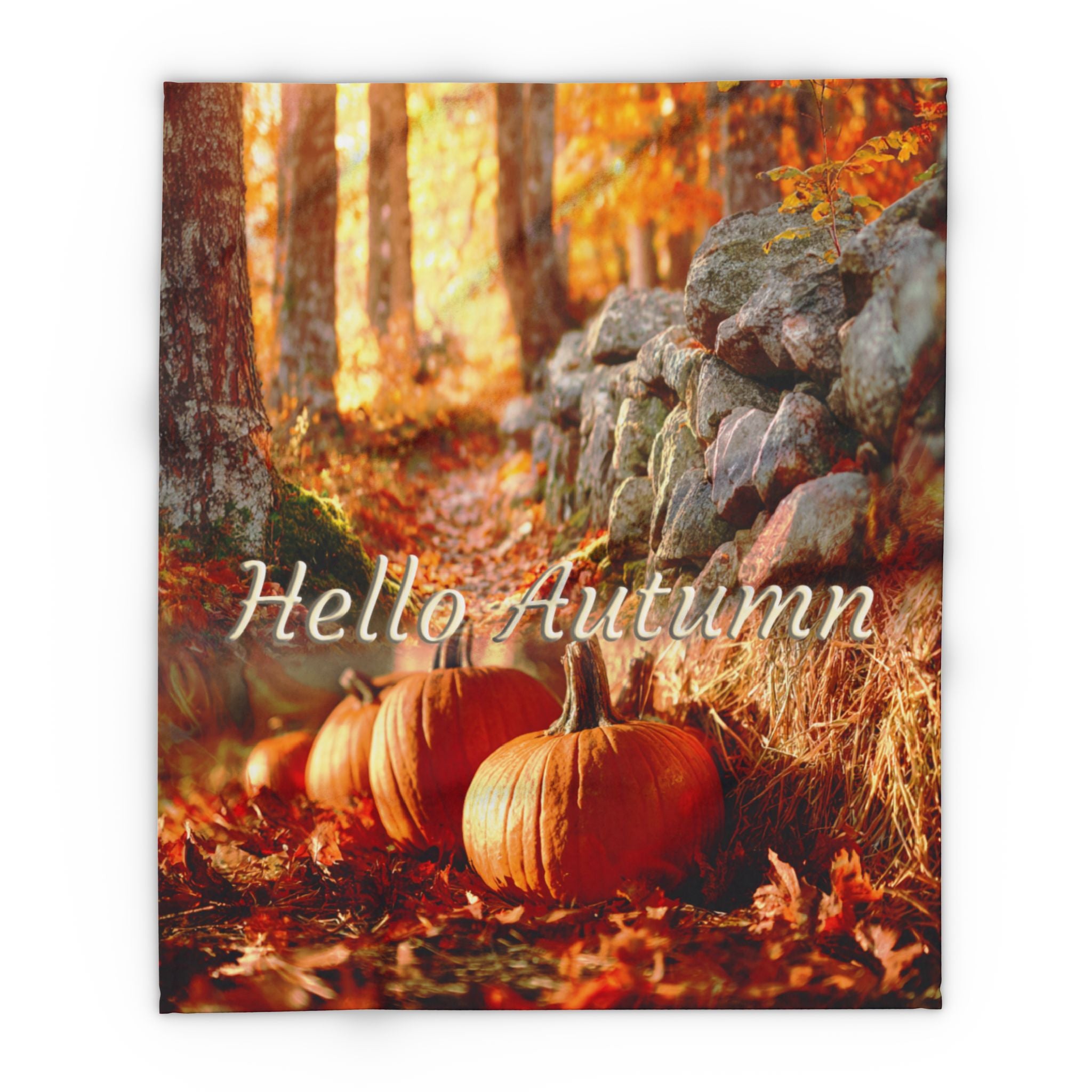 Hello Autumn Pumpkin Design,  Cozy Throw Blanket