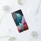 Faisceau lumineux coloré de la grotte de cristal, étui de téléphone