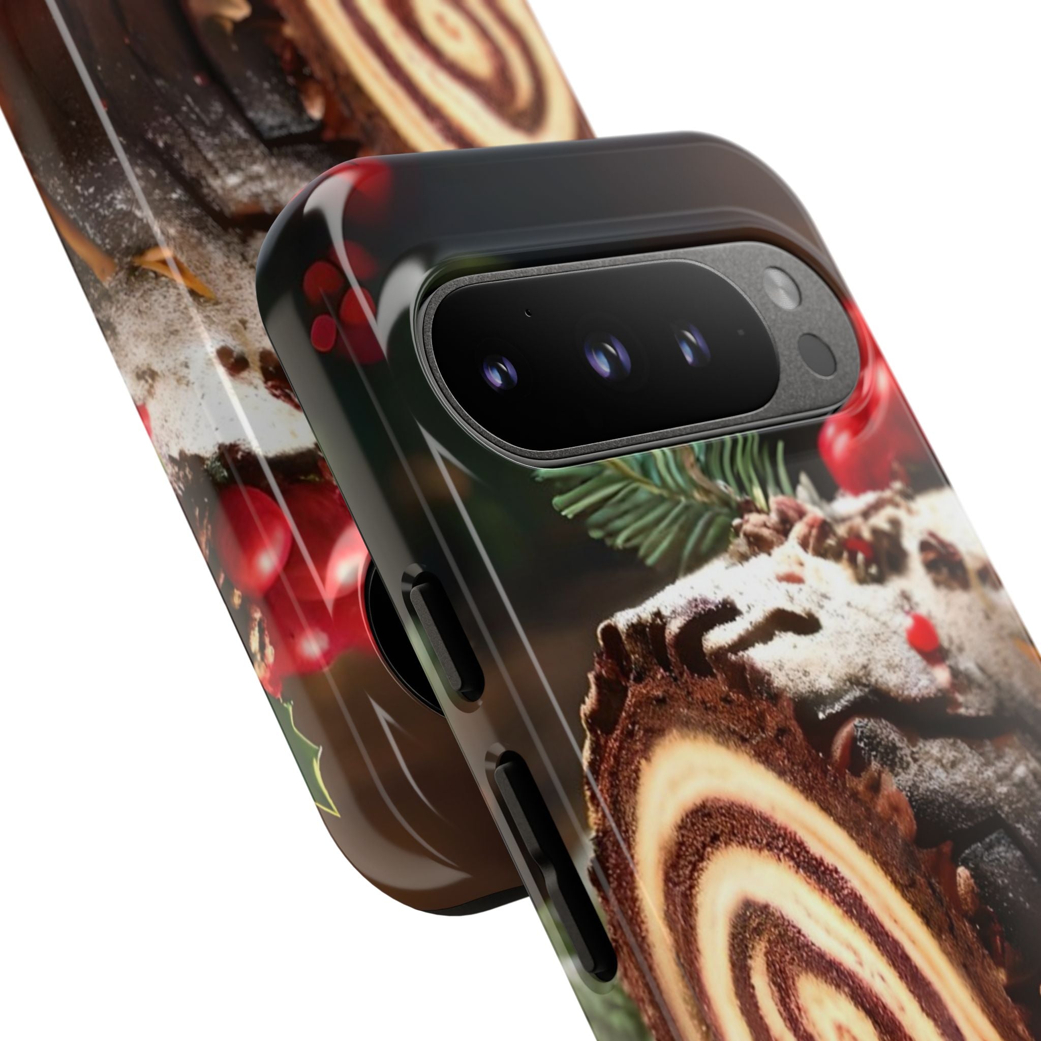 Festive Phone Case with Yule Log Design