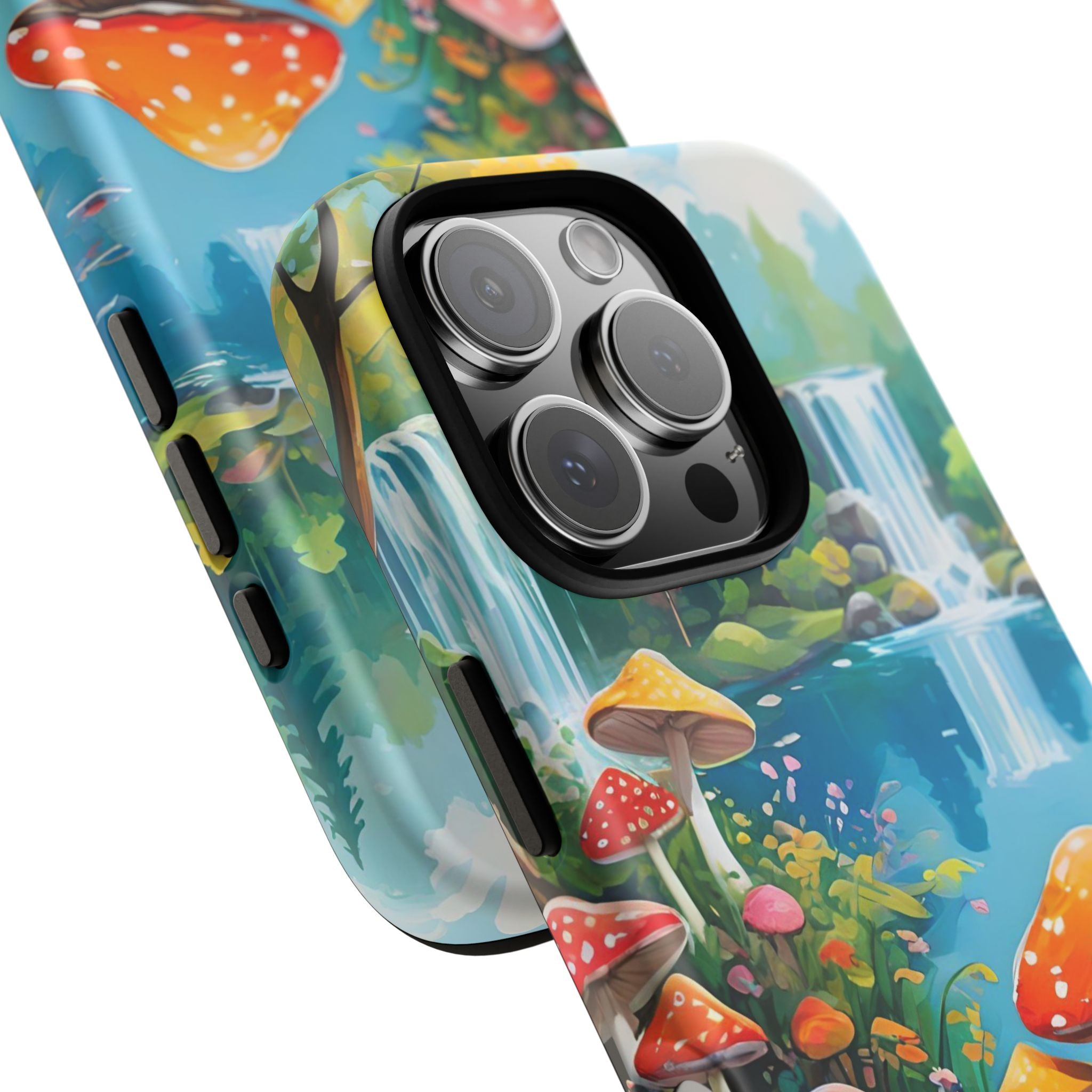 Mushroom Phone Case with Vibrant Nature Scene