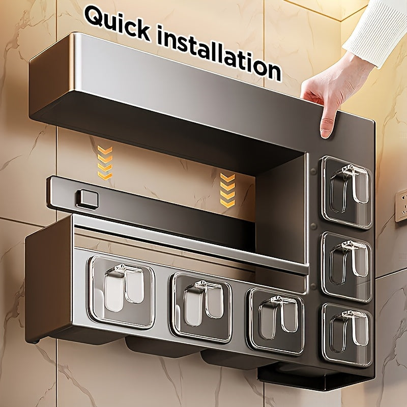 Wall-Mounted Metal Spice Rack with 6 Jars-3