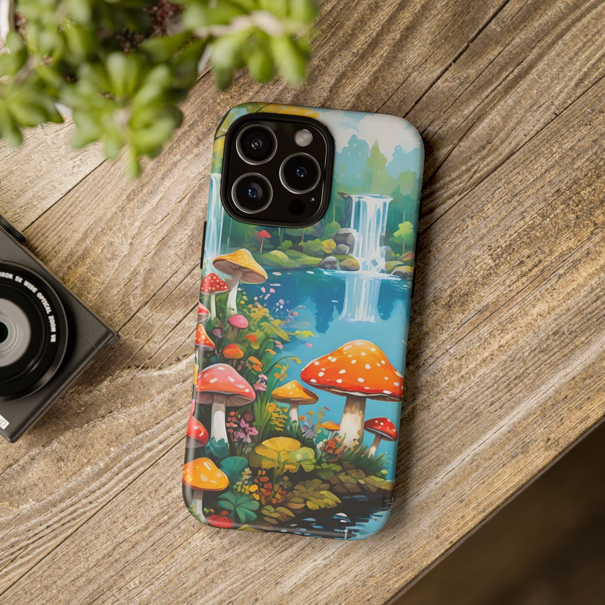 Mushroom Phone Case with Vibrant Nature Scene