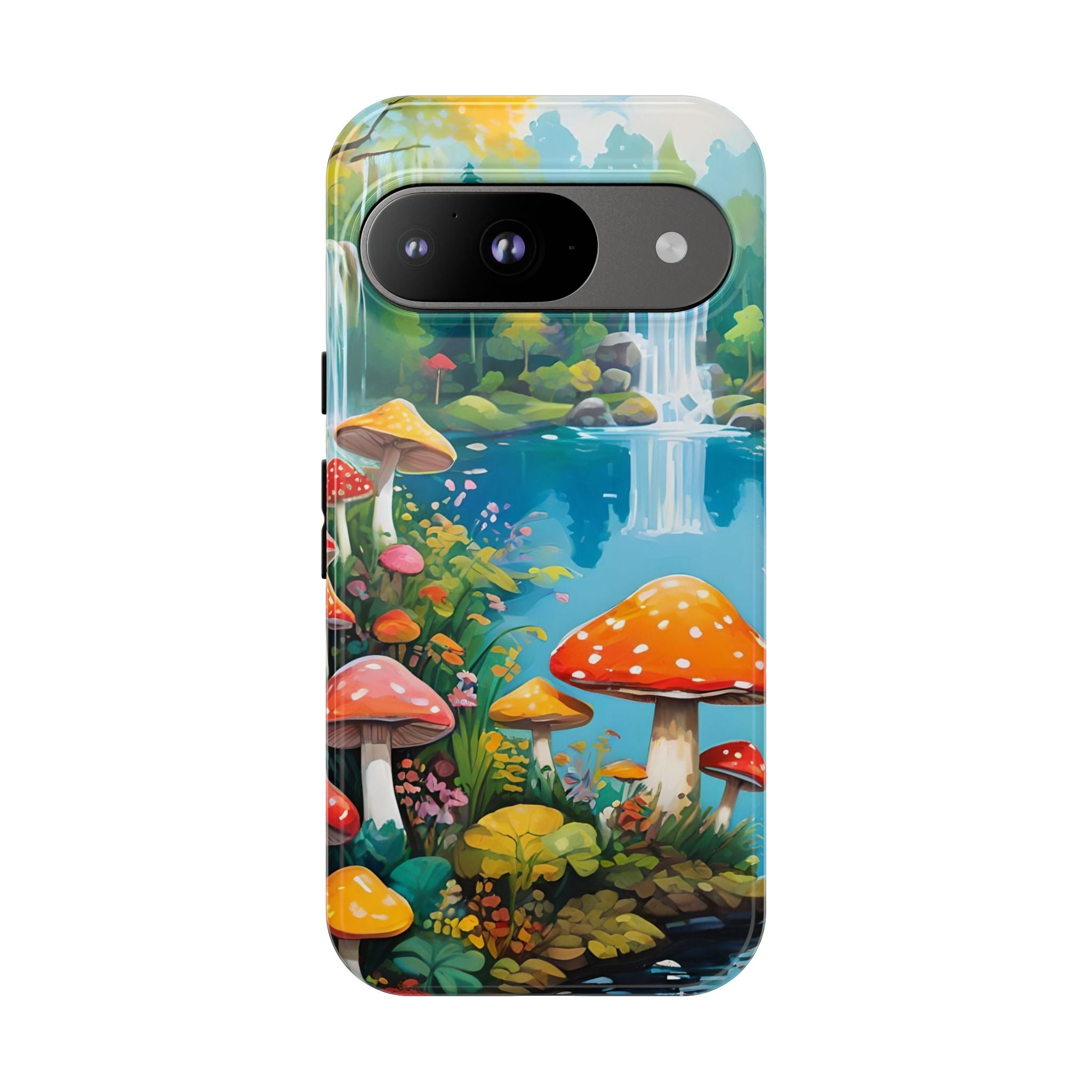 Mushroom Phone Case with Vibrant Nature Scene