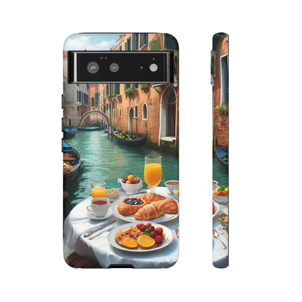 Scène de petit-déjeuner à Venise, étui de téléphone