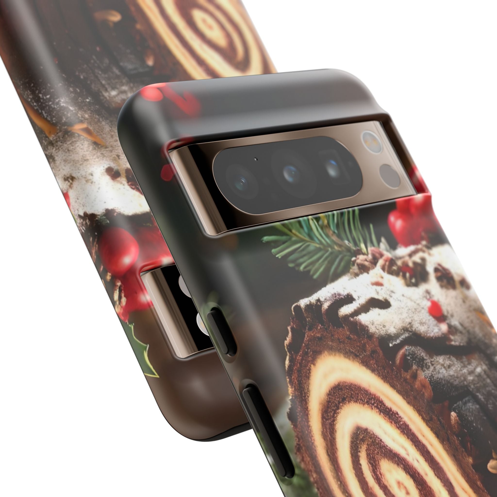 Festive Phone Case with Yule Log Design
