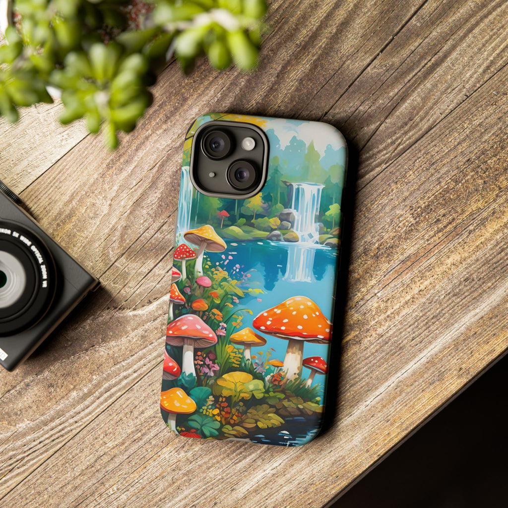 Mushroom Phone Case with Vibrant Nature Scene