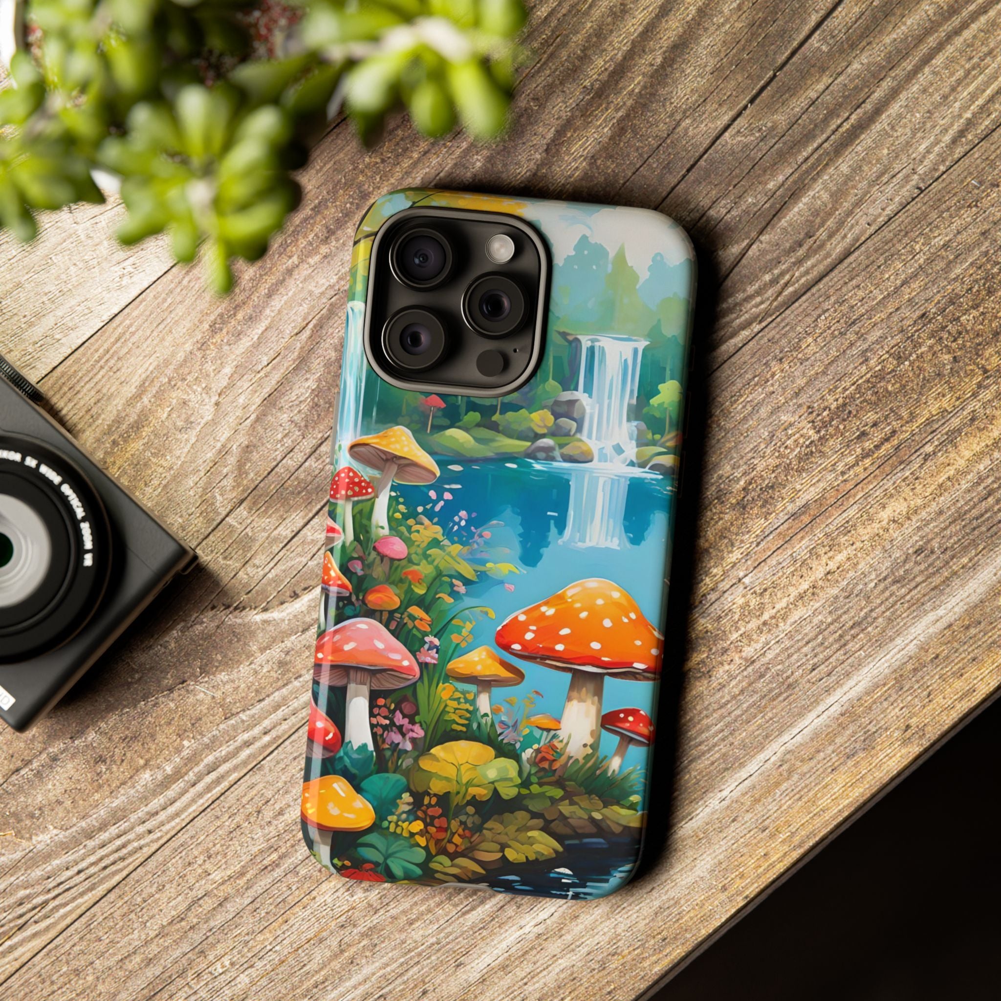 Mushroom Phone Case with Vibrant Nature Scene