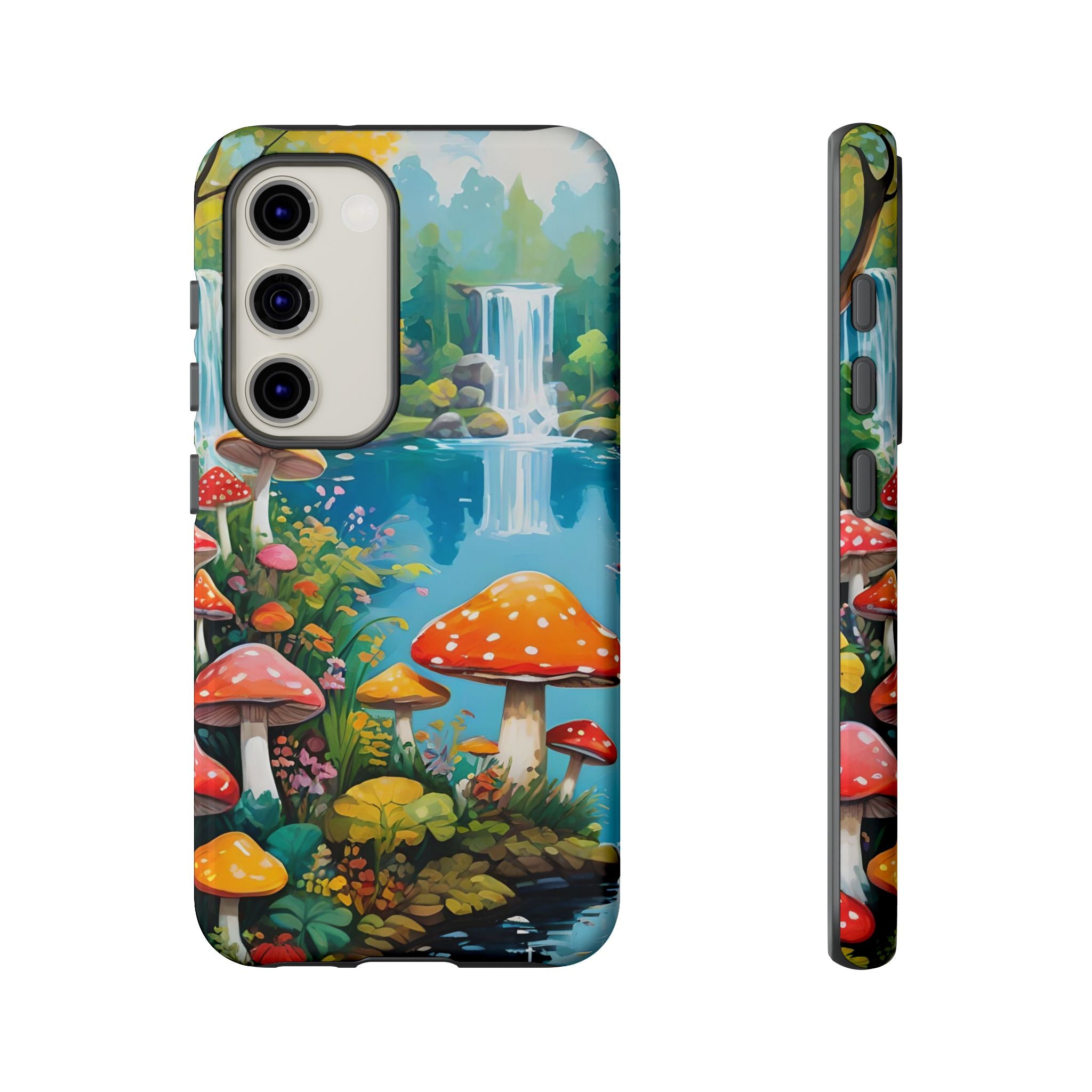 Mushroom Phone Case with Vibrant Nature Scene