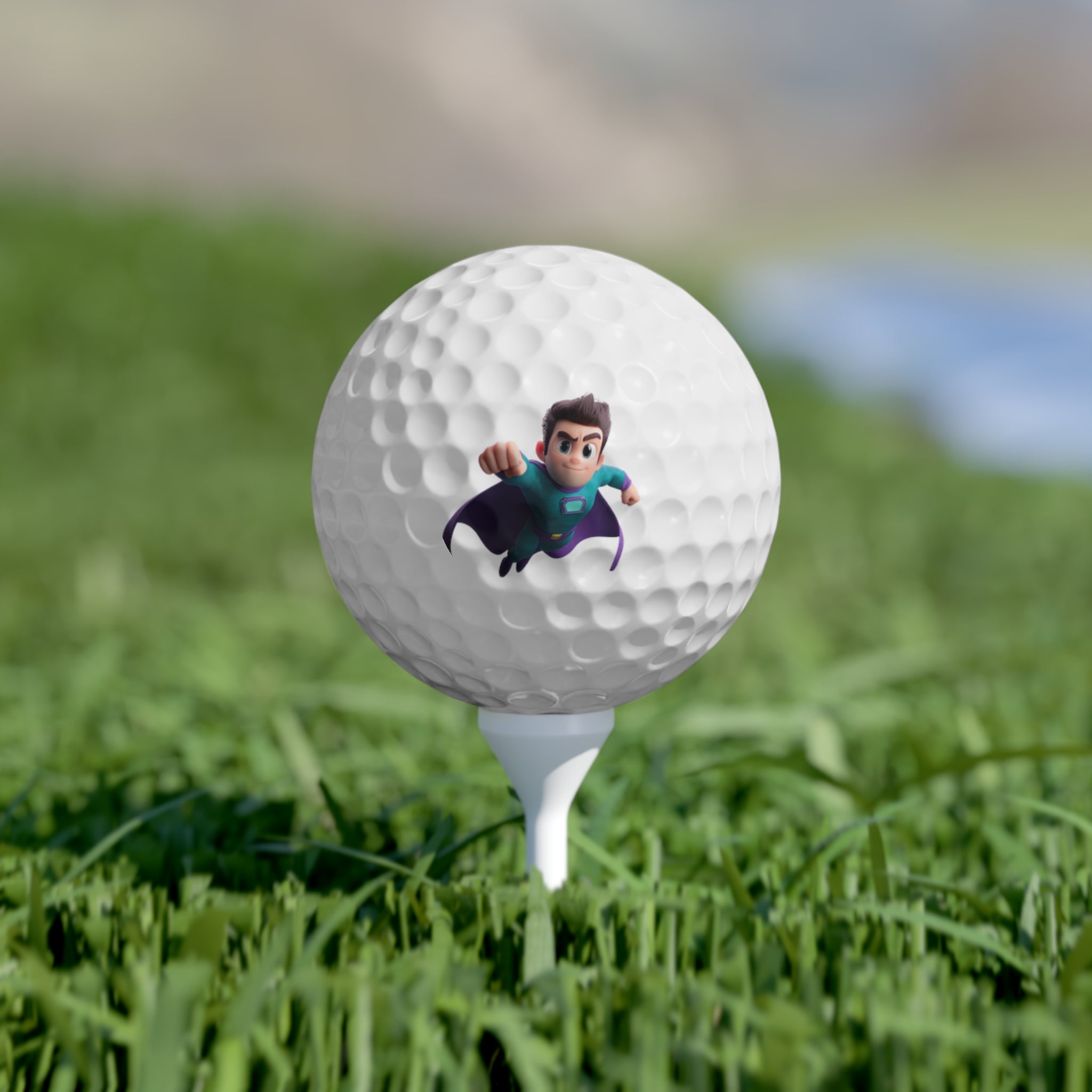 Superhero Cartoon Print, 6pcs Golf Ball Set