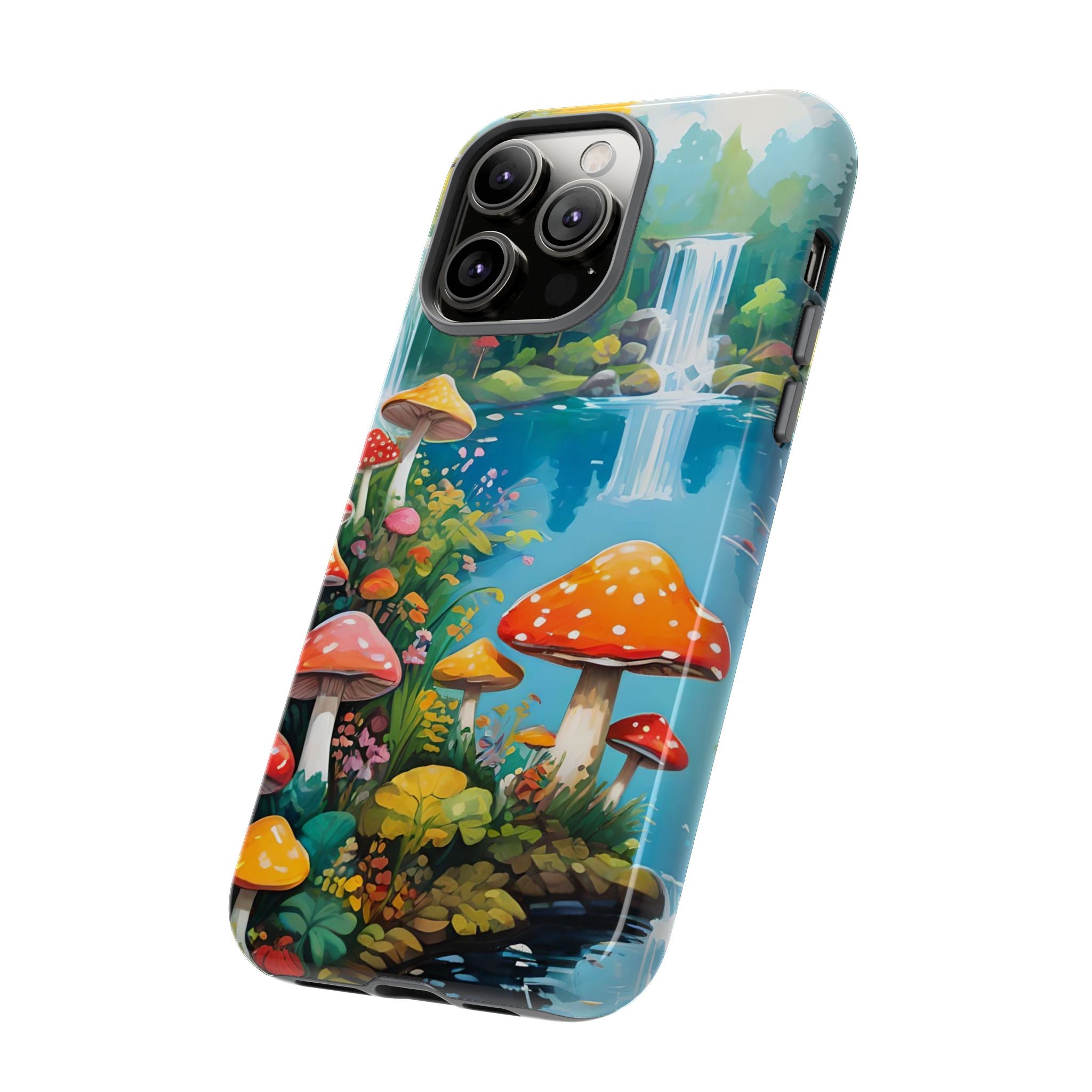 Mushroom Phone Case with Vibrant Nature Scene