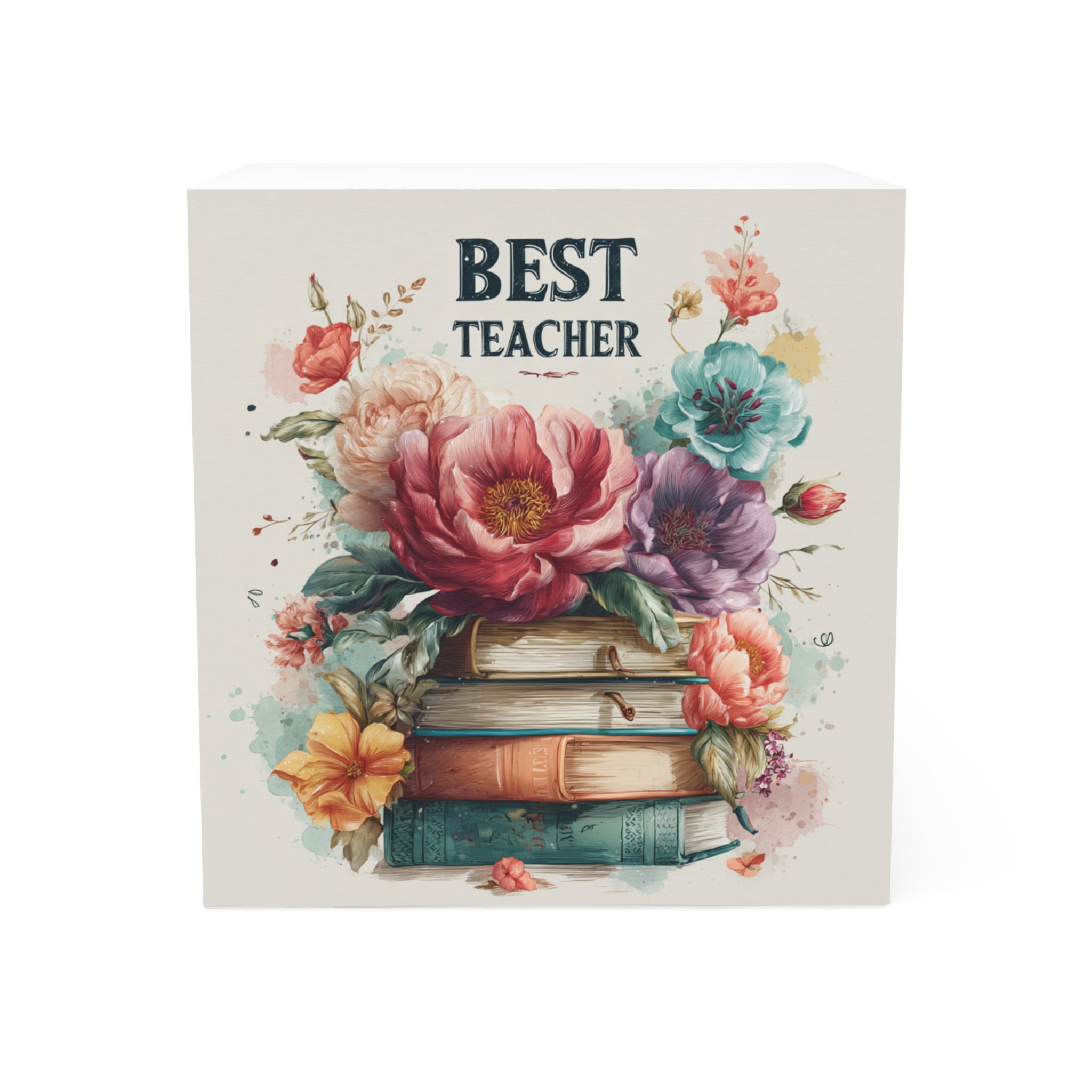 Best Teacher Floral Books Illustration, Notepad Cube