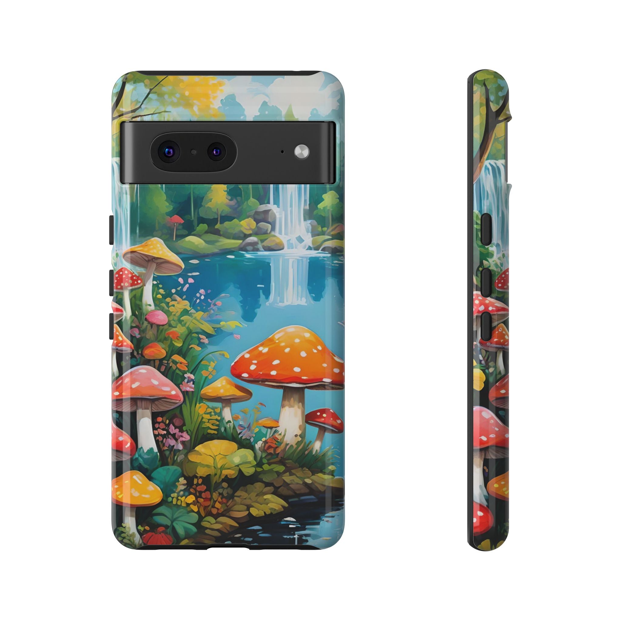 Mushroom Phone Case with Vibrant Nature Scene