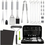 Stainless BBQ Grill Tool Set with Thermometer (26pcs)-4