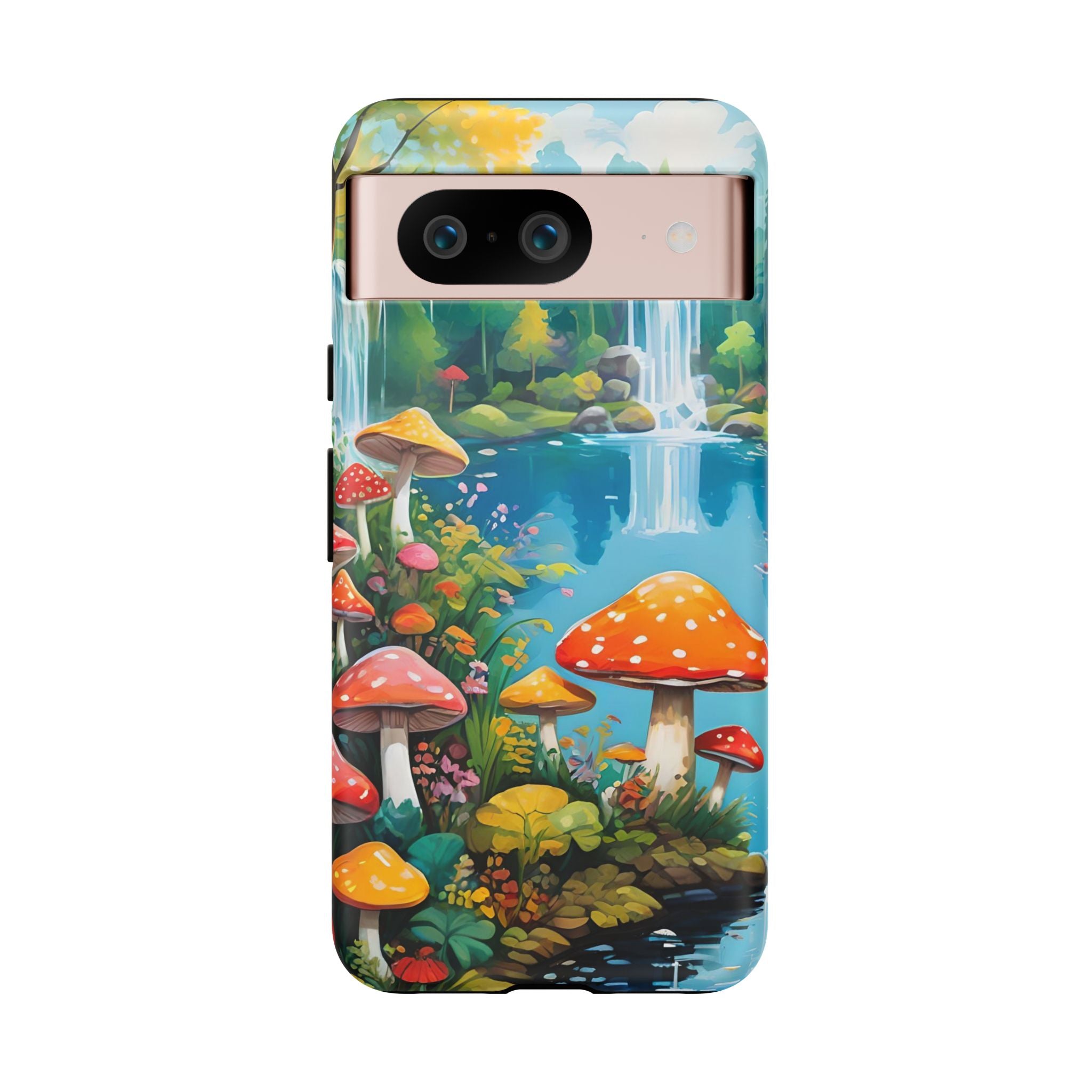Mushroom Phone Case with Vibrant Nature Scene