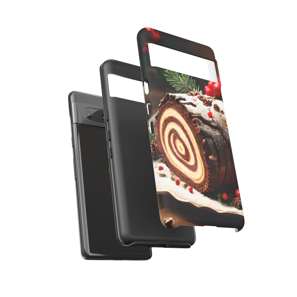 Festive Phone Case with Yule Log Design