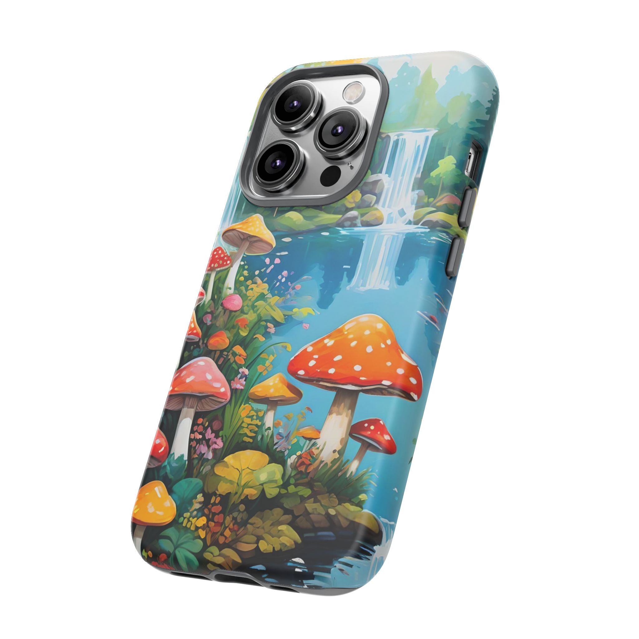Mushroom Phone Case with Vibrant Nature Scene
