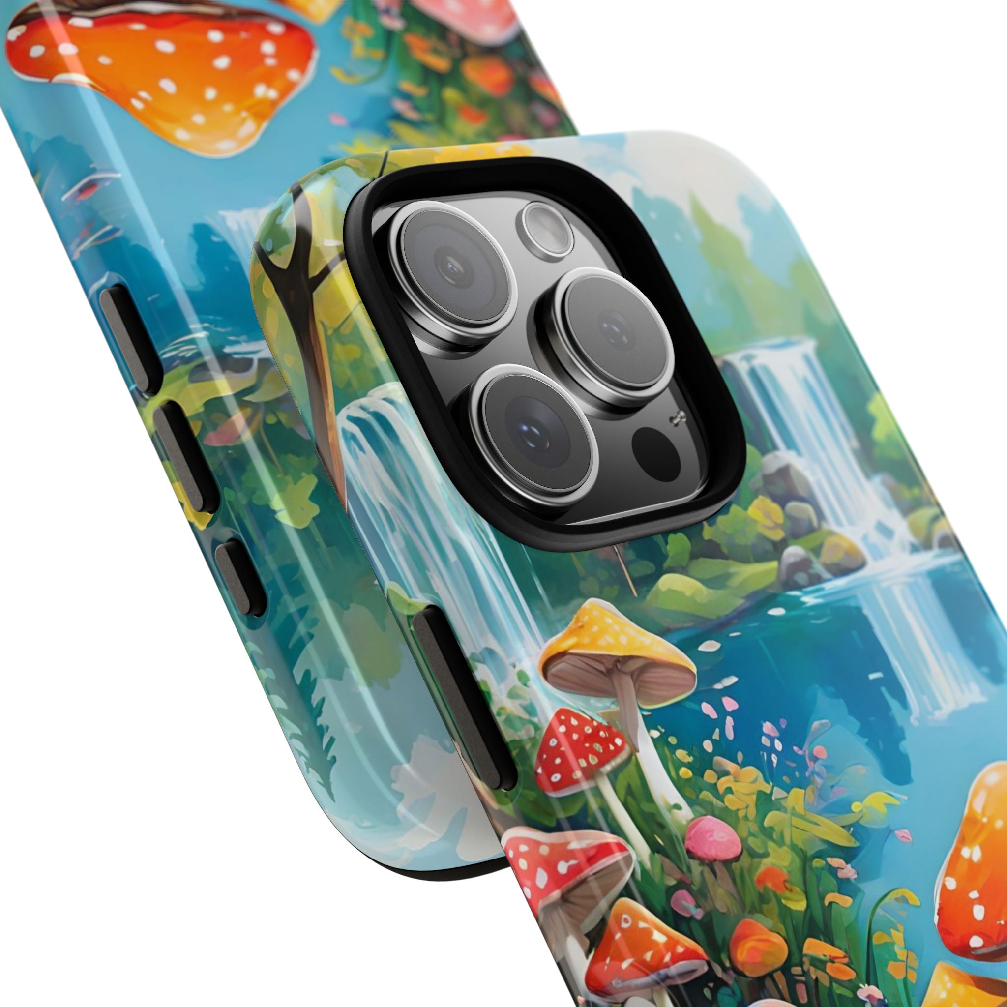 Mushroom Phone Case with Vibrant Nature Scene