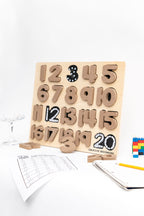 NUMBER PUZZLE - CHALKBOARD BASE WITH TRACERS - Number Tracing Puzzle with Chalkboard Base | Special Needs Math Learning Tool | Fine Motor Skills Development