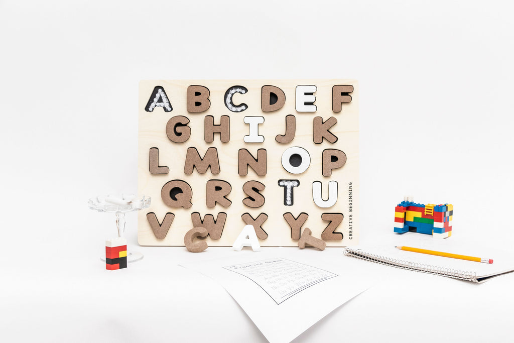 ALPHABETICAL PUZZLE - CHALKBOARD BASE WITH TRACERS -  Educational Alphabet Tracing Board | Sensory Learning Tool for Autism | Handwriting Practice Board