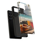 Vue d'un pique-nique sur une plage tropicale, étui pour téléphone