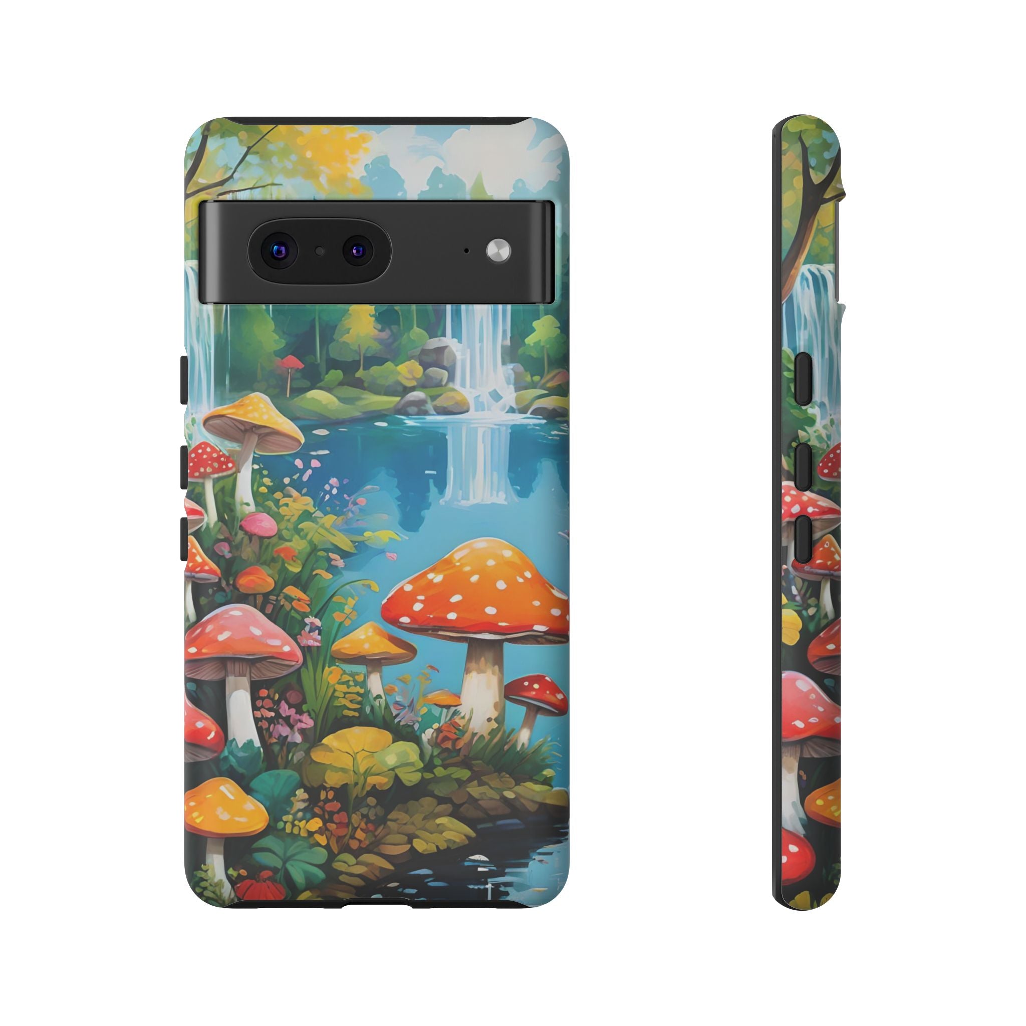 Mushroom Phone Case with Vibrant Nature Scene