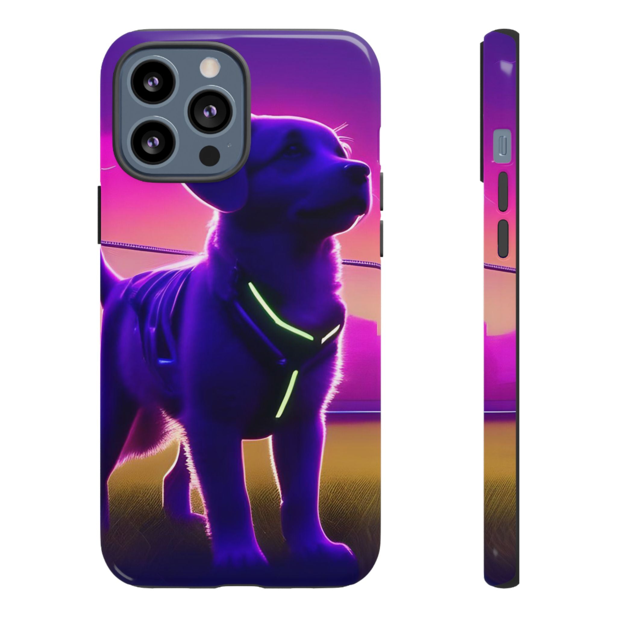 Vibrant Neon-Style Dog, Phone Case