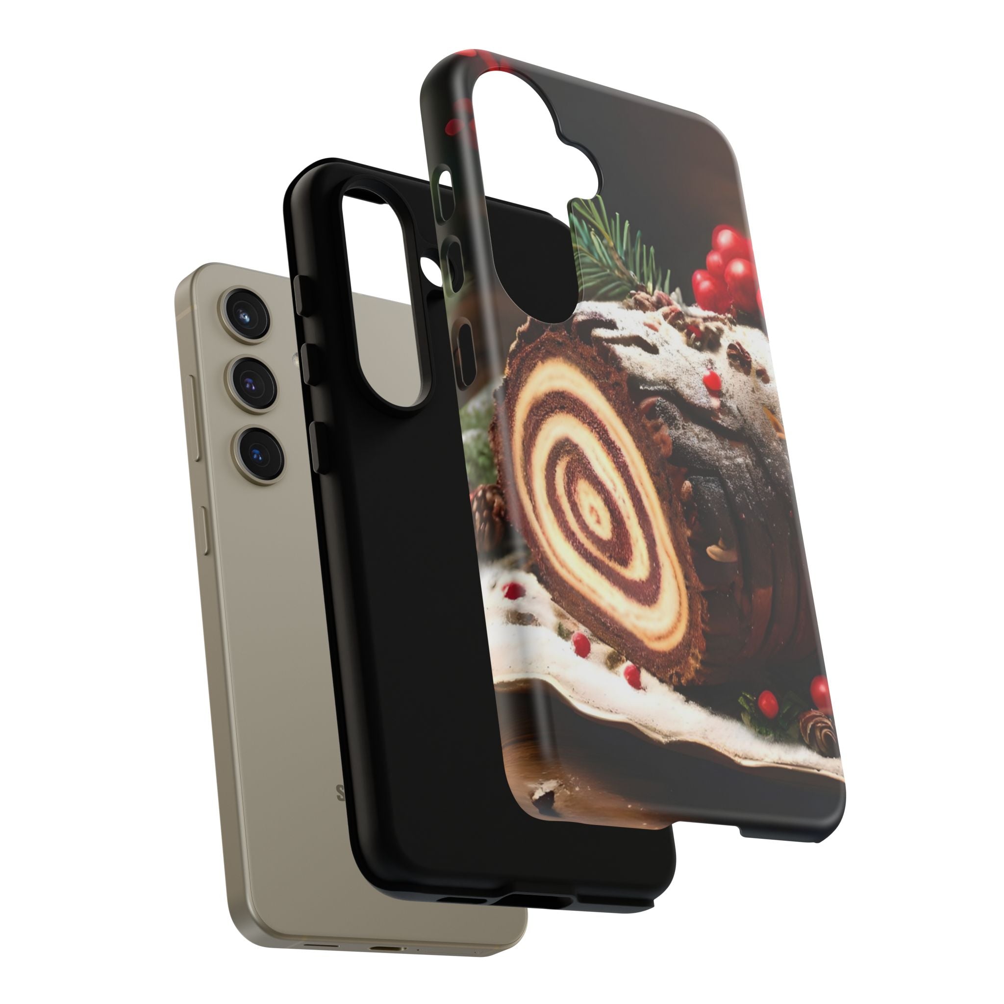 Festive Phone Case with Yule Log Design