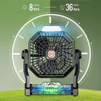 Portable Rechargeable Camping Fan - 7800mAh Battery, Cordless, USB Operated, Wireless, Hanging Hook-1