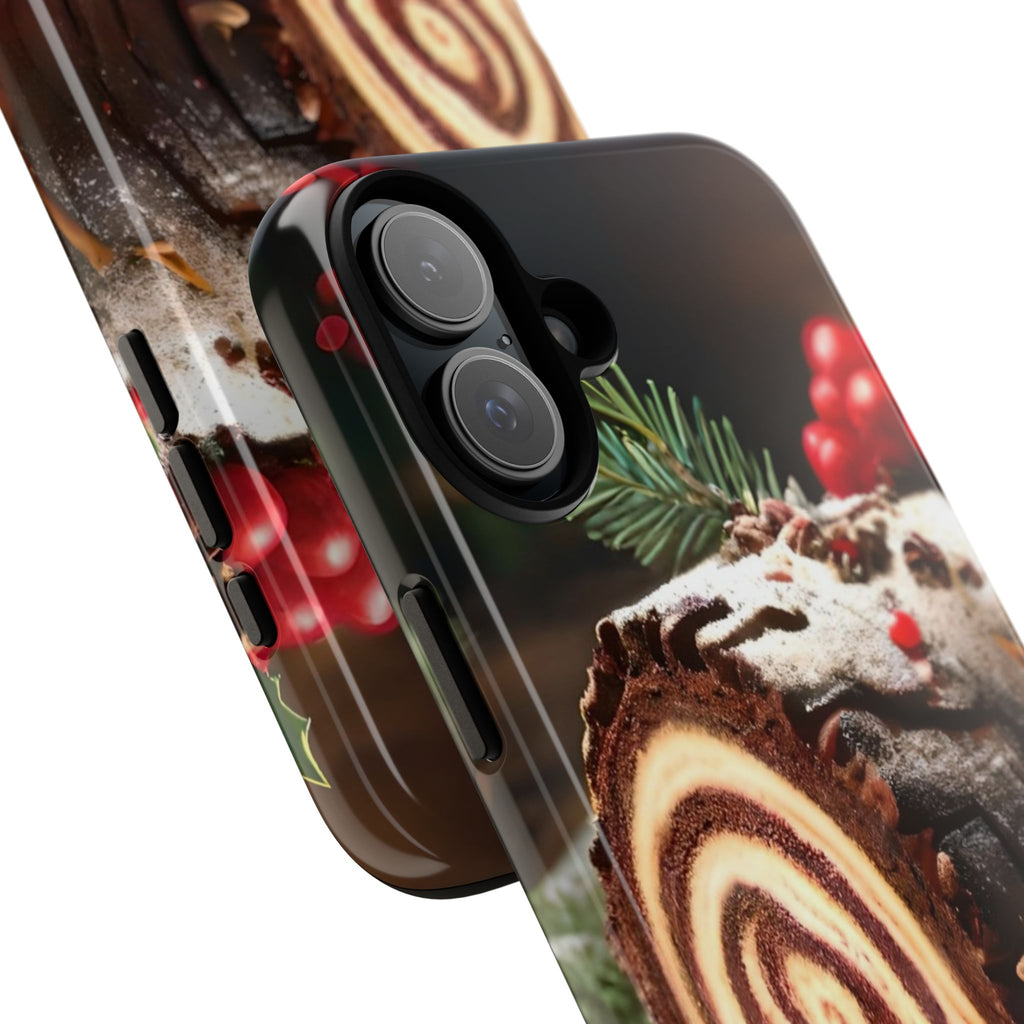 Festive Phone Case with Yule Log Design