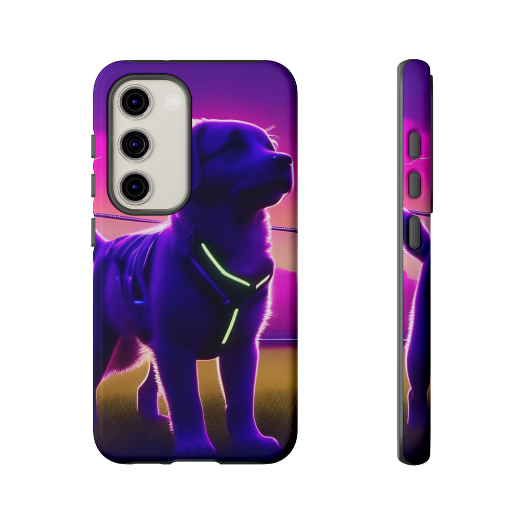 Coque de téléphone motif chien néon vibrant