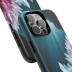 Faisceau lumineux coloré de la grotte de cristal, étui de téléphone