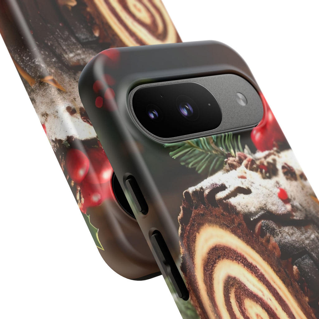 Festive Phone Case with Yule Log Design
