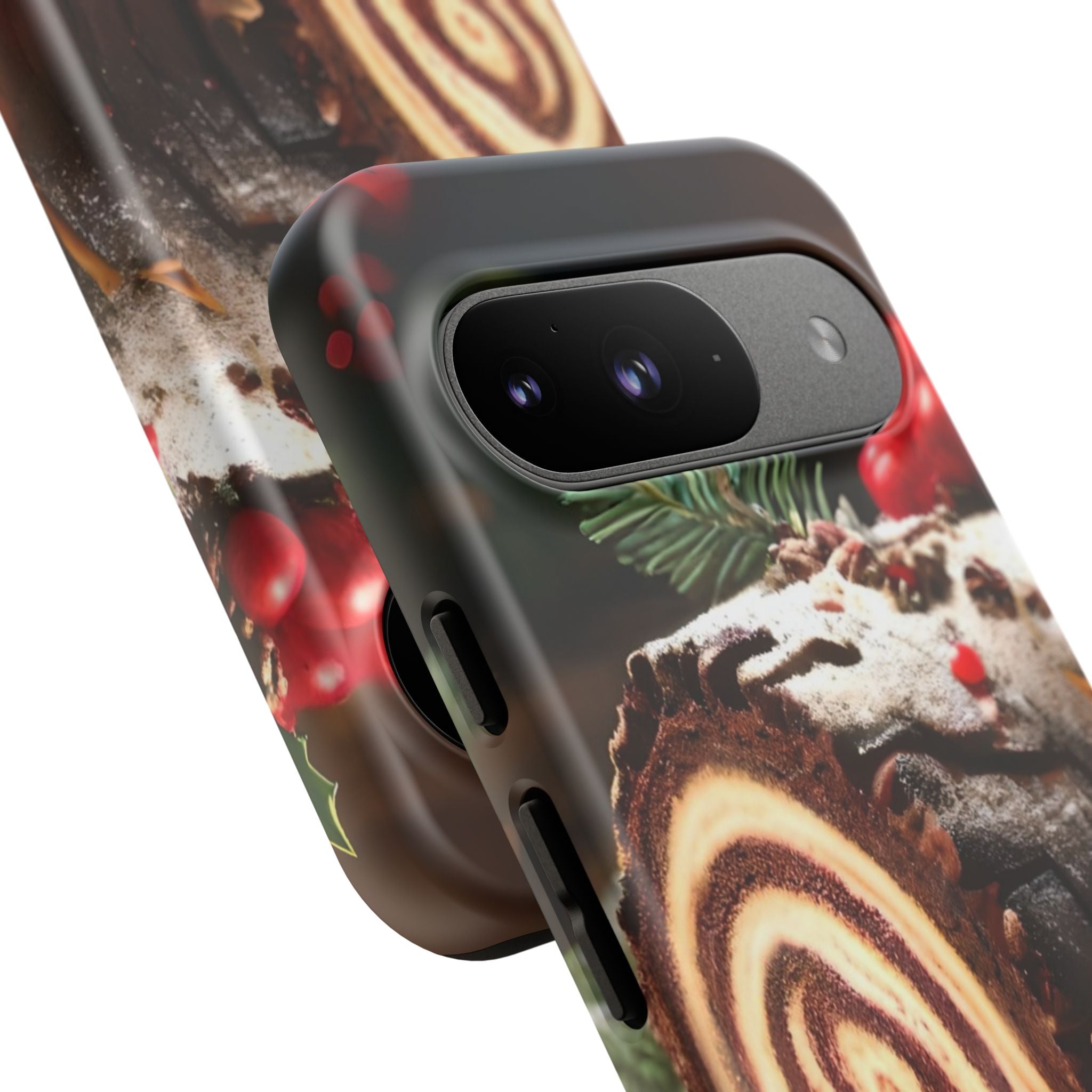 Festive Phone Case with Yule Log Design