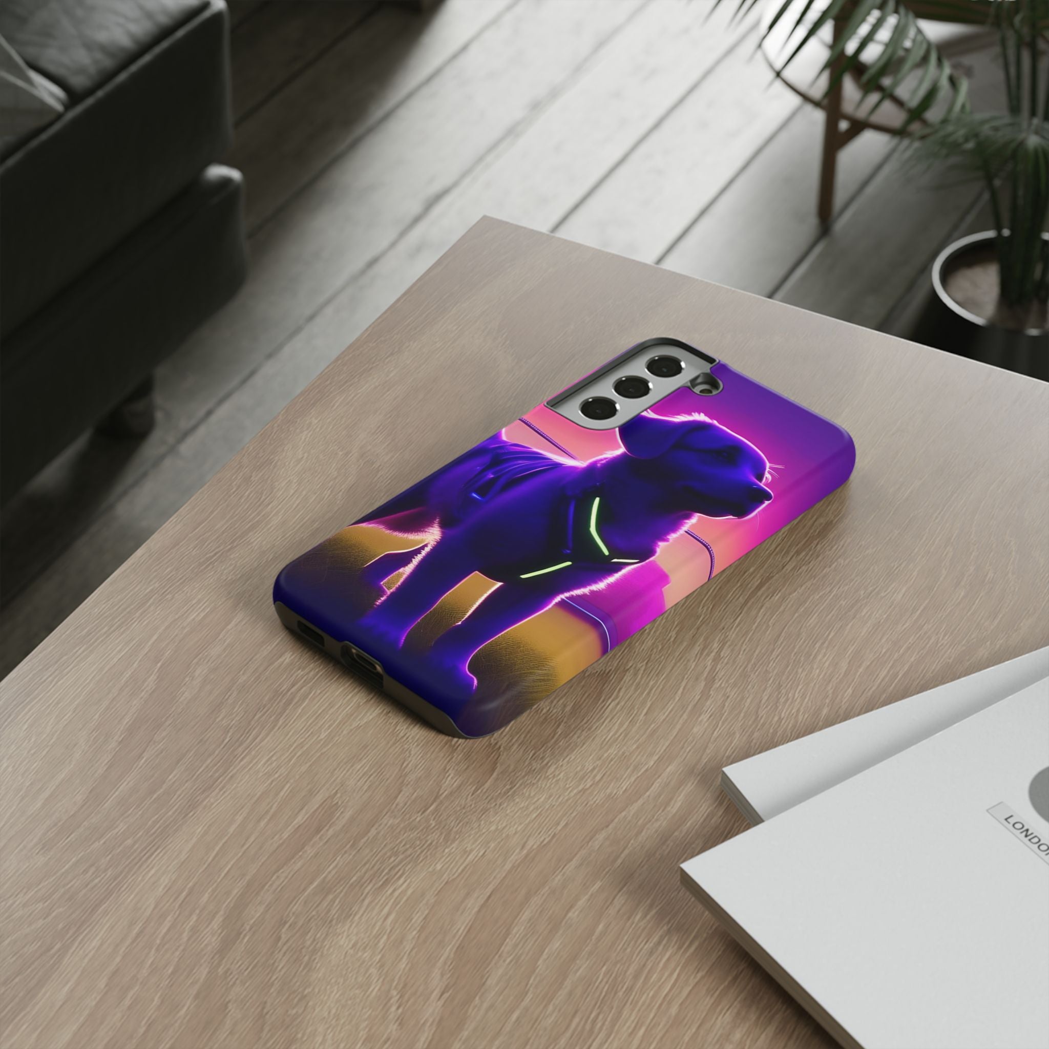 Vibrant Neon-Style Dog, Phone Case