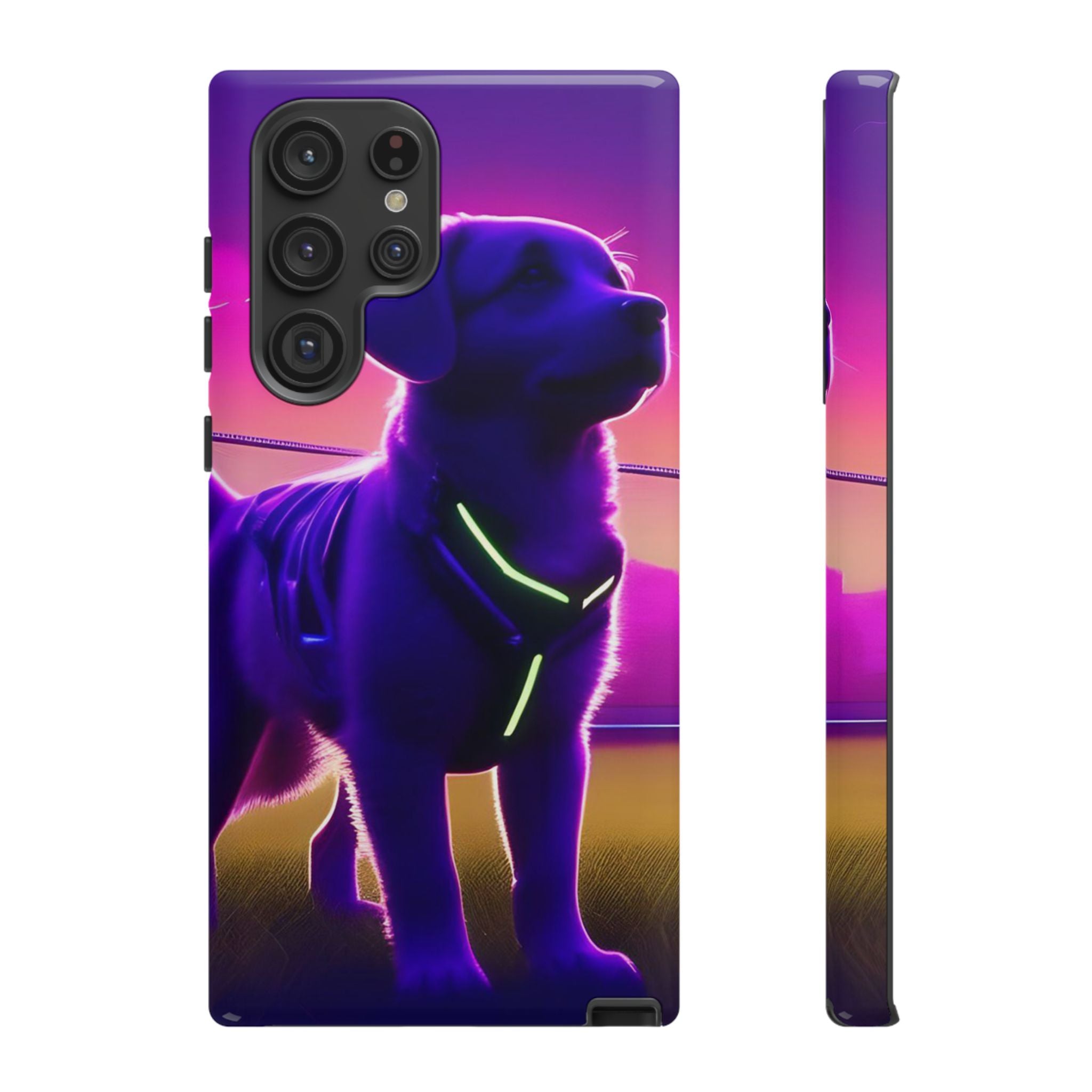 Vibrant Neon-Style Dog, Phone Case