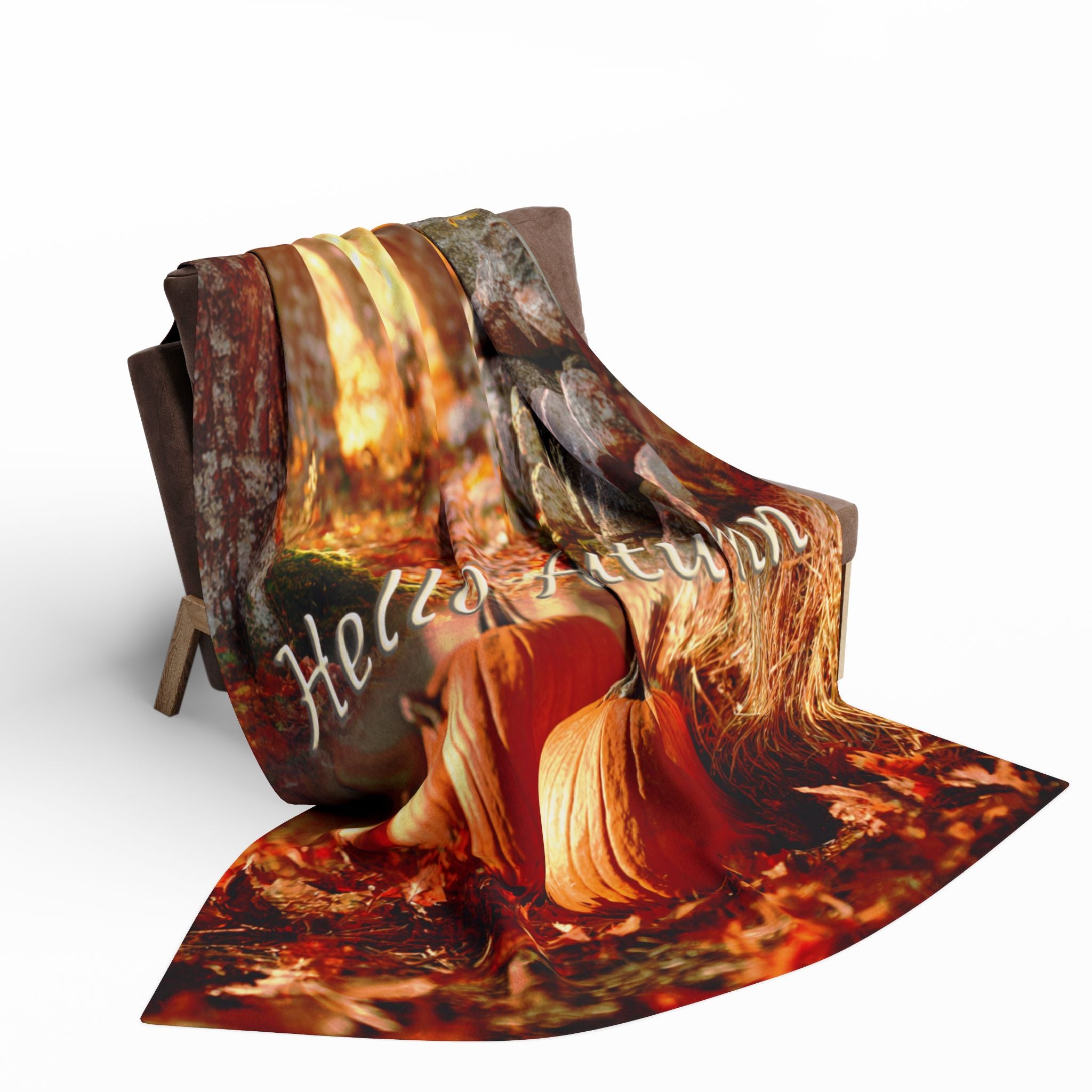 Hello Autumn Pumpkin Design,  Cozy Throw Blanket
