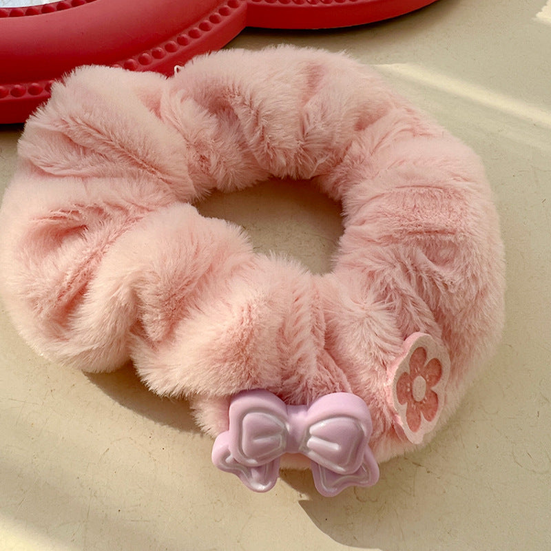 Pink Cute Animal Plush Hair Tie