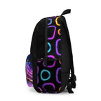 Neon Hockey Player Glow Print, Black Backpack