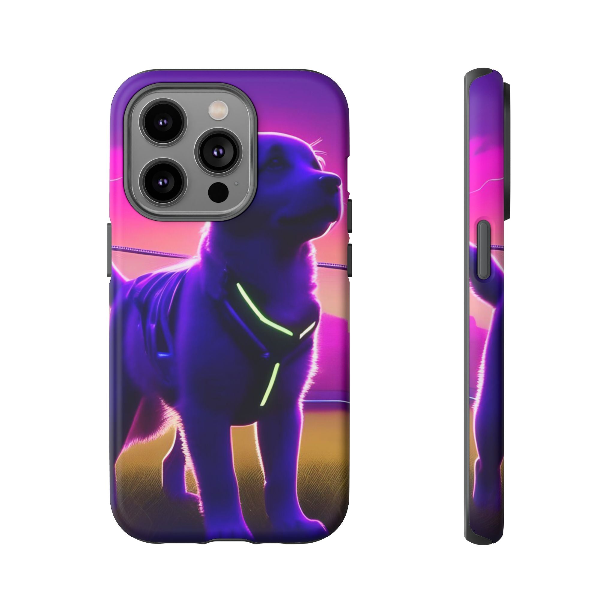Vibrant Neon-Style Dog, Phone Case