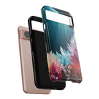 Faisceau lumineux coloré de la grotte de cristal, étui de téléphone