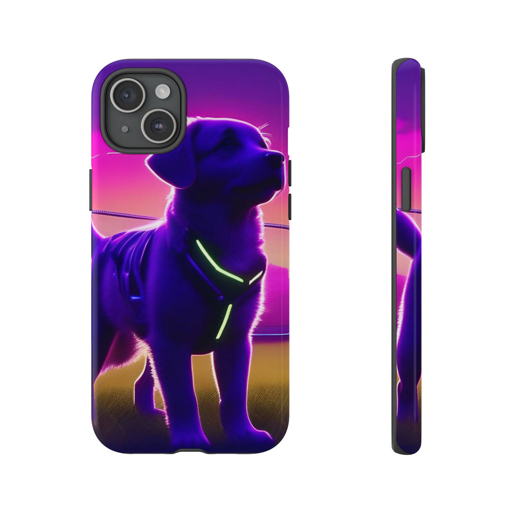 Coque de téléphone motif chien néon vibrant