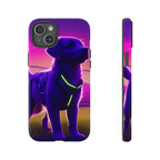 Coque de téléphone motif chien néon vibrant
