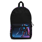 Neon Hockey Player Glow Print, Black Backpack