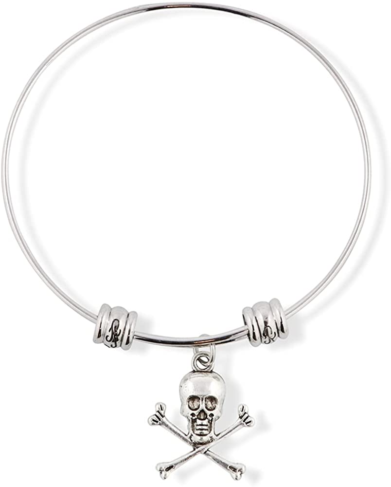 Skull and Bones Fancy Charm Bangle-0