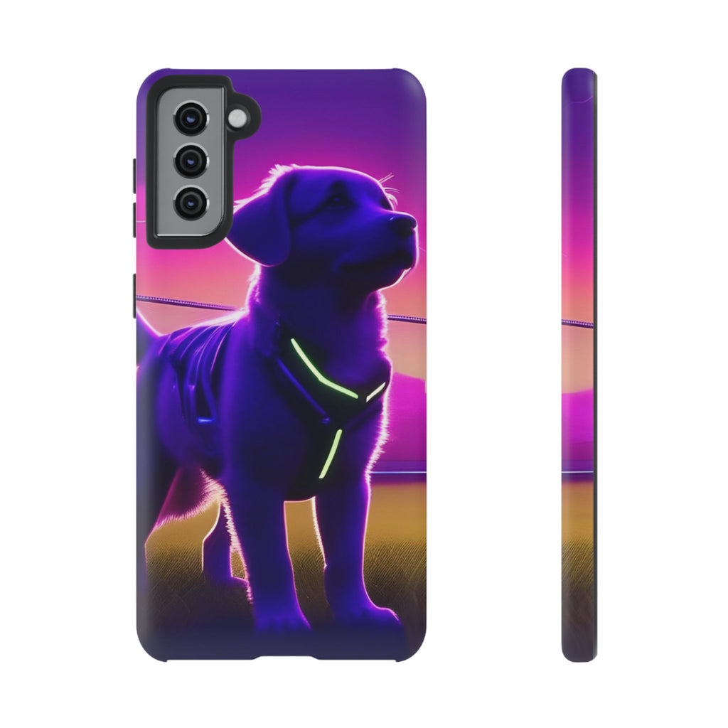 Coque de téléphone motif chien néon vibrant