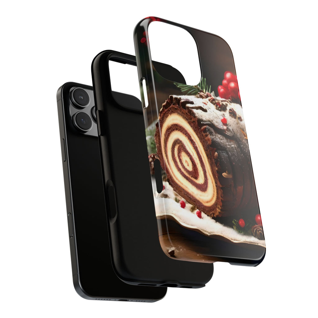 Festive Phone Case with Yule Log Design