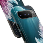 Faisceau lumineux coloré de la grotte de cristal, étui de téléphone